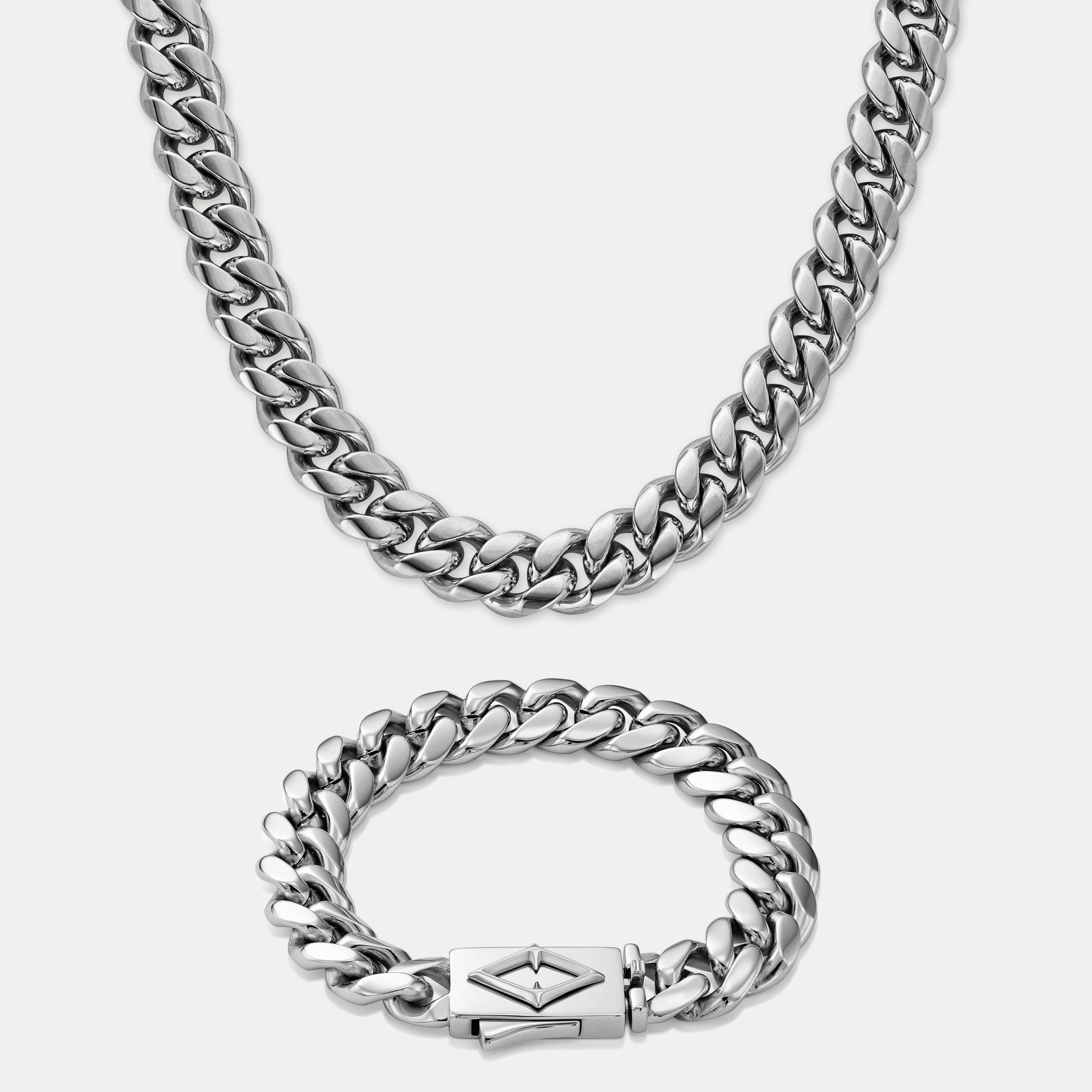 Cuban Link Set (12mm) - Silver