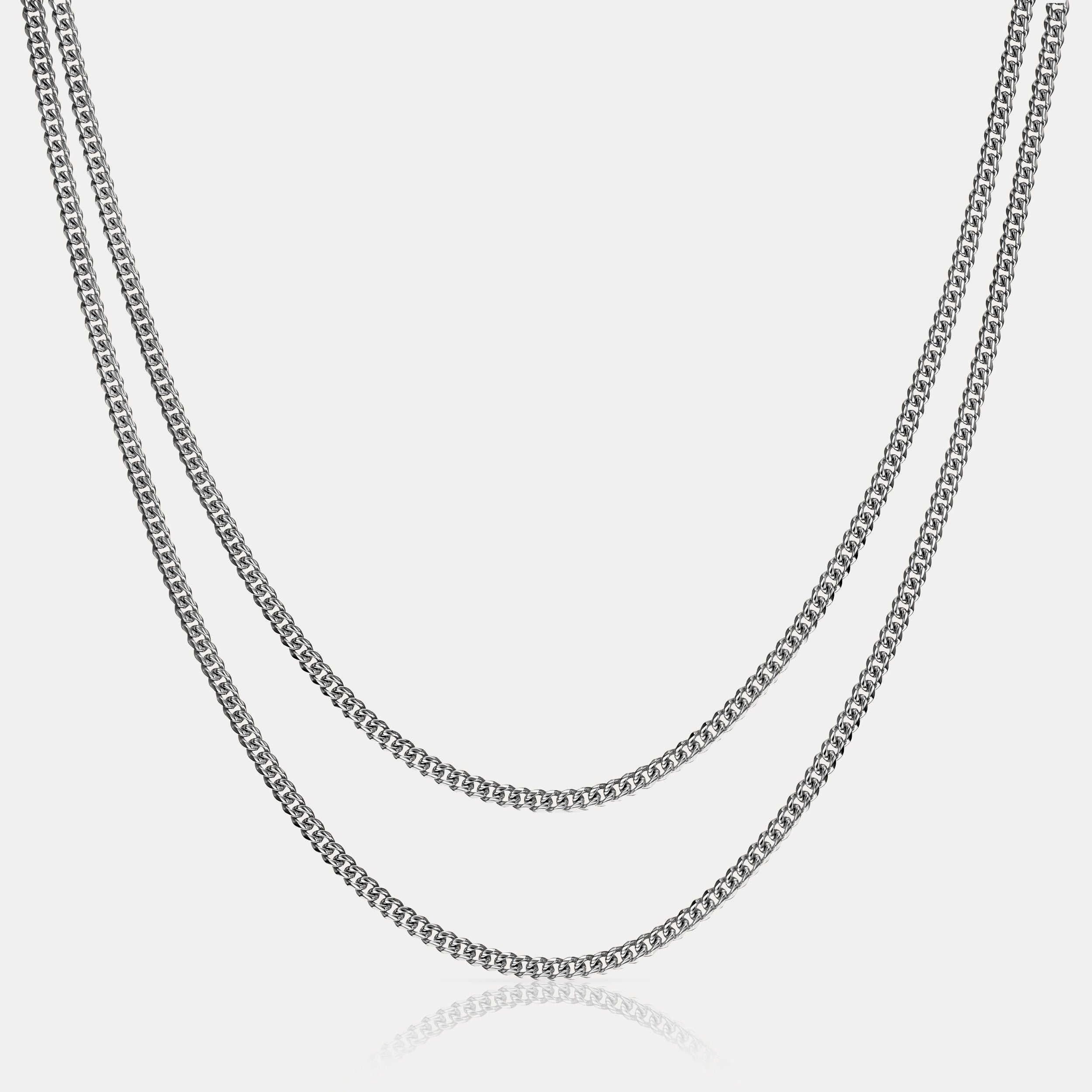 Cuban Link Chain Stack (3mm) - Silver