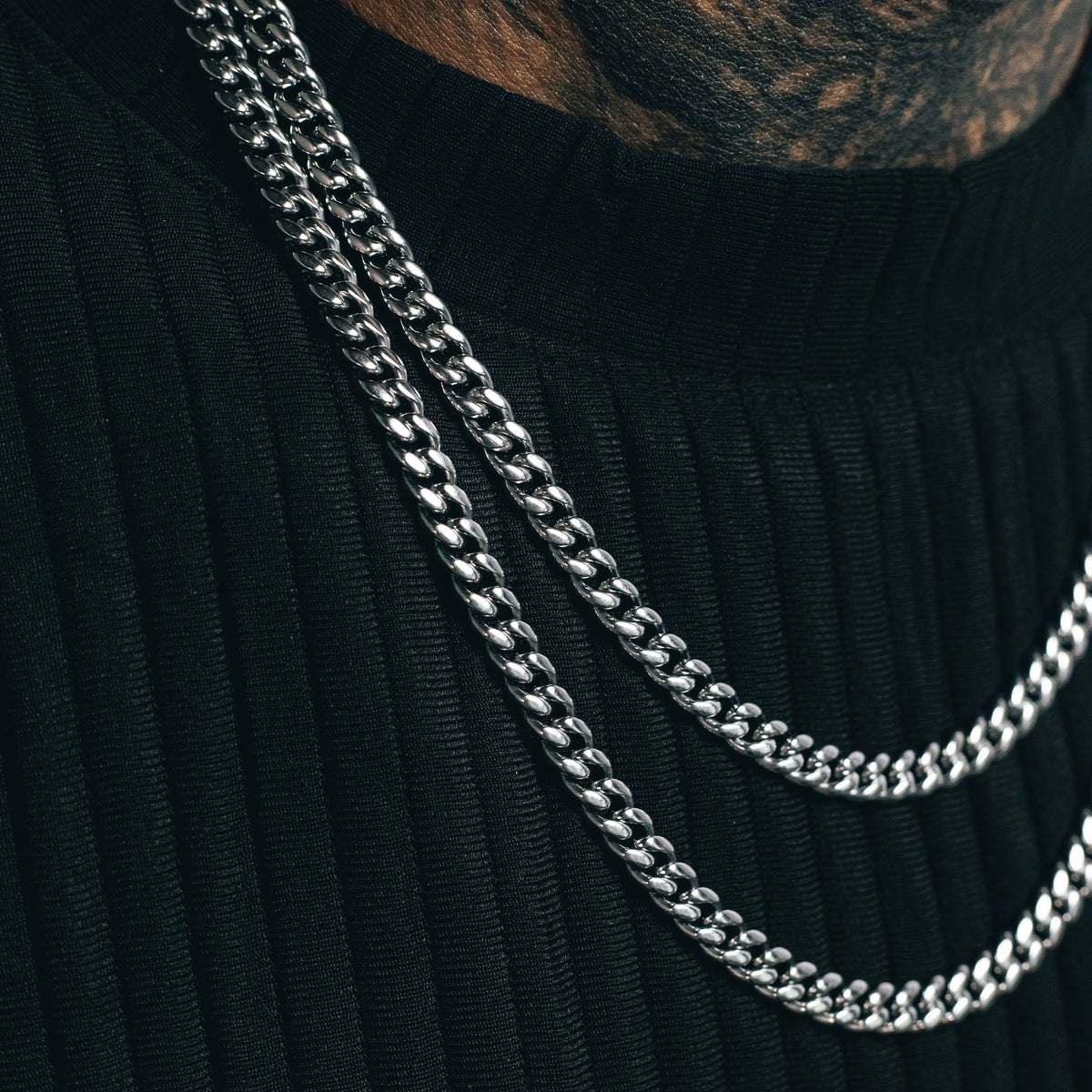 Cuban Link Chain Stack (6mm) - Silver