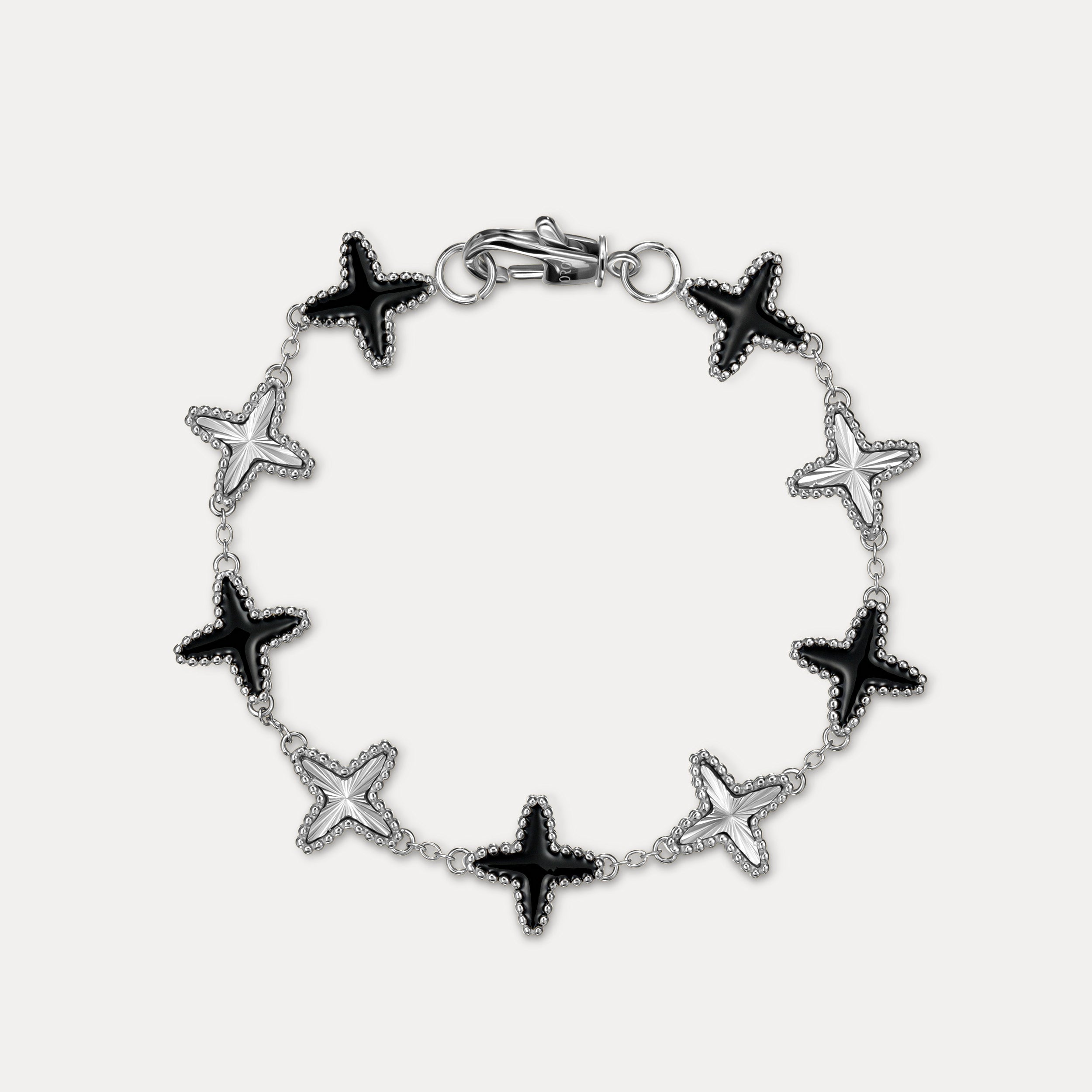 Onyx Clovero Bracelet - Silver