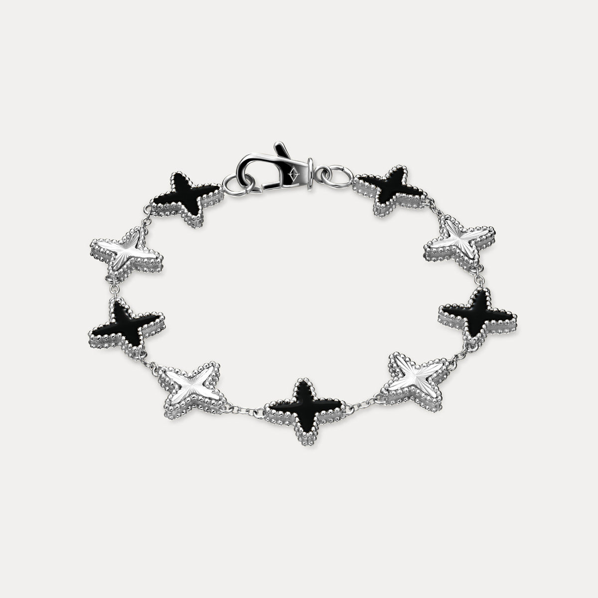 Onyx Clovero Bracelet - Silver