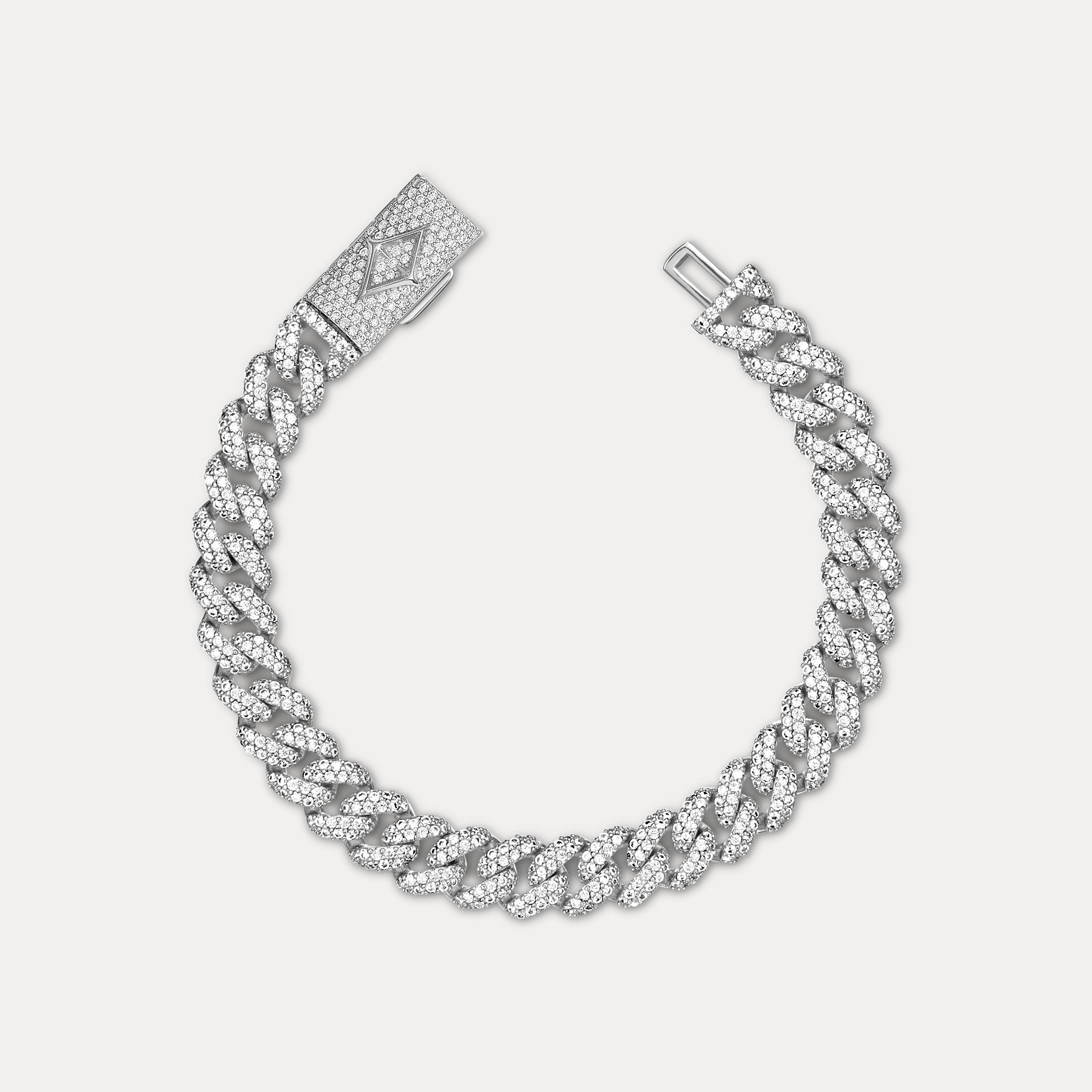 Pavé Cuban Bracelet (8mm) - Silver