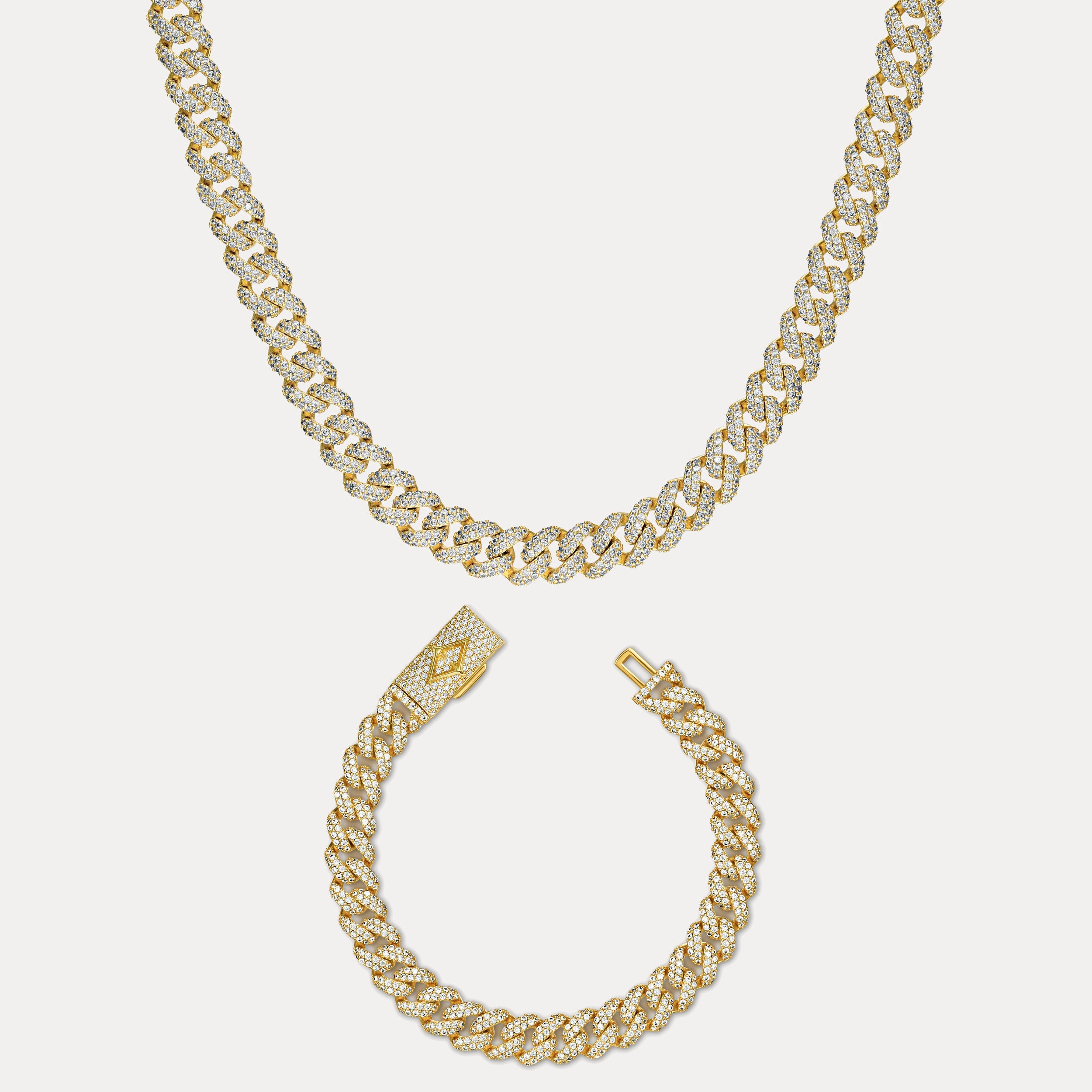 Pavé Cuban Set (8mm) - Gold
