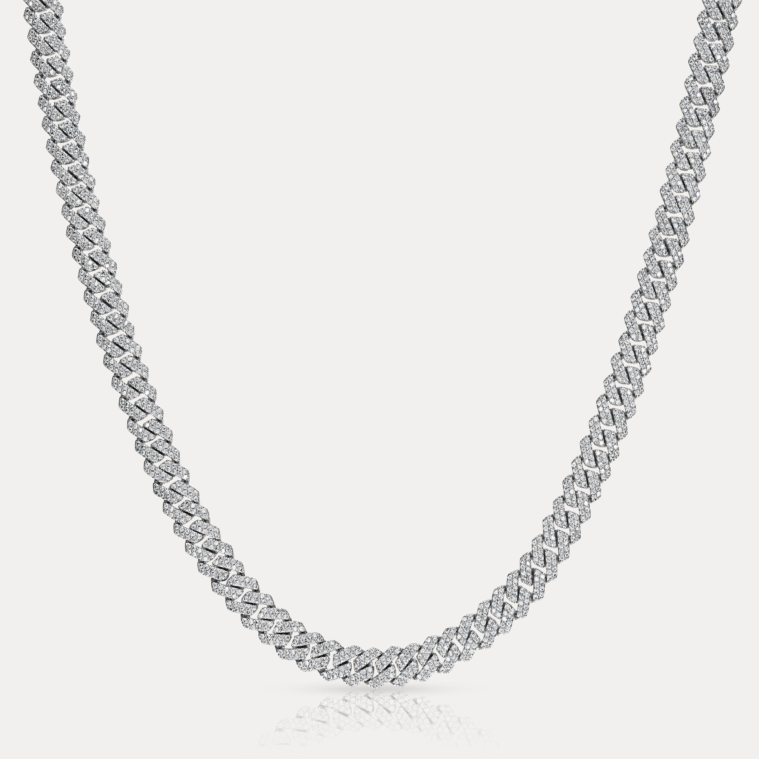 Pavé Prong Cuban Chain (8mm) - Silver