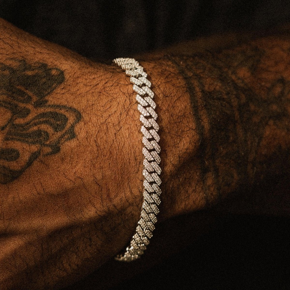 Pavé Prong Cuban Bracelet (8mm) - Silver