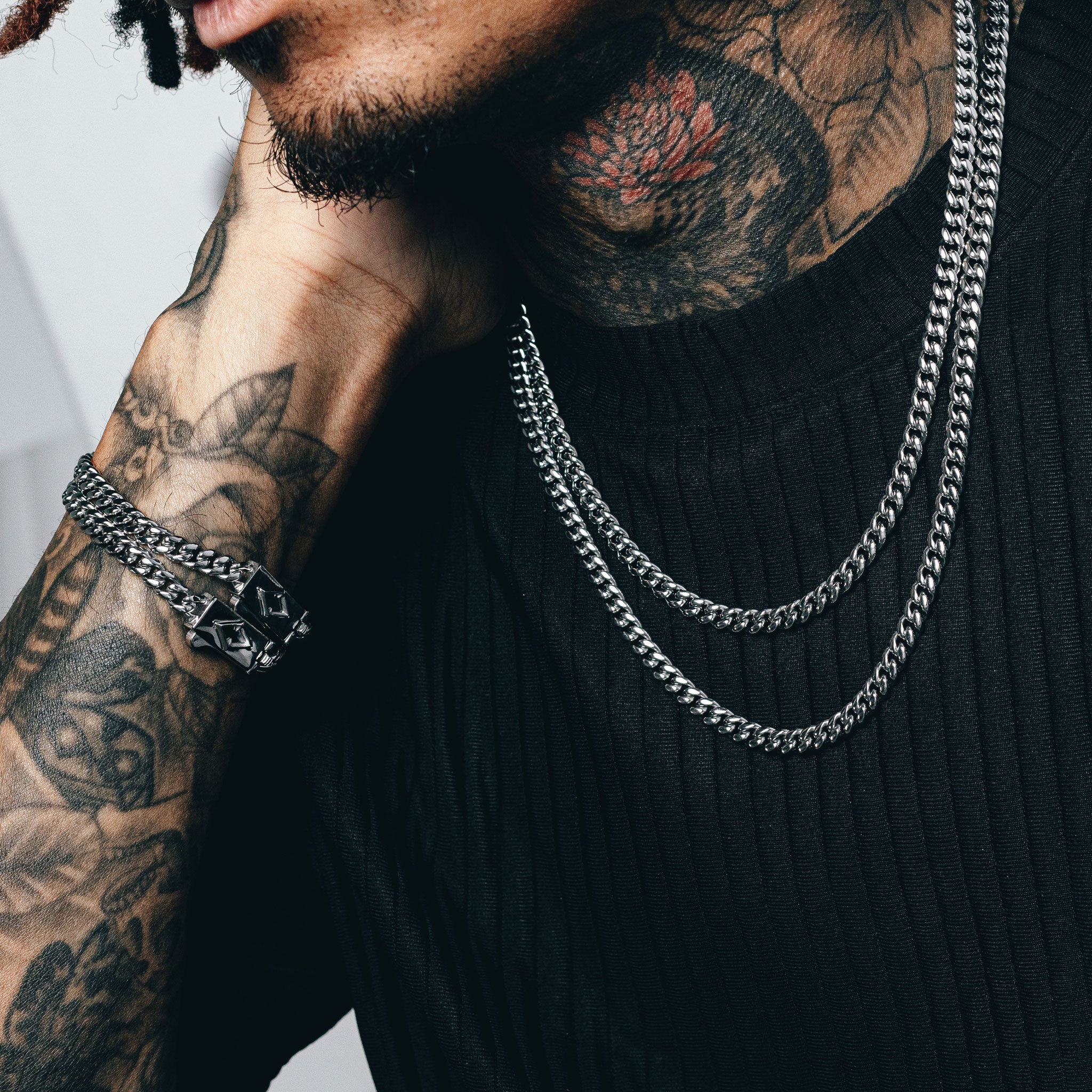 Cuban Link Chain Stack (6mm) - Silver