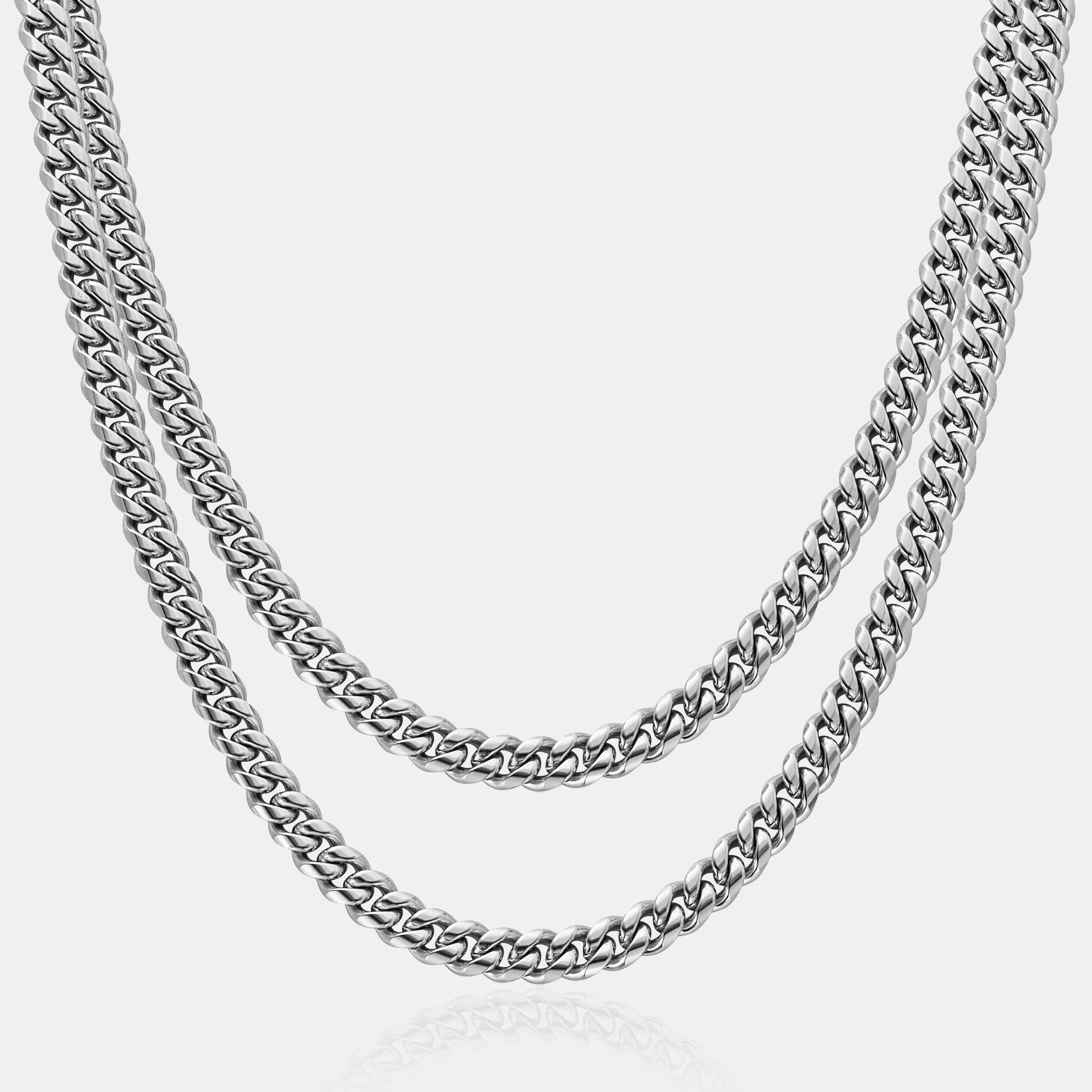 Cuban Link Chain Stack (6mm) - Silver