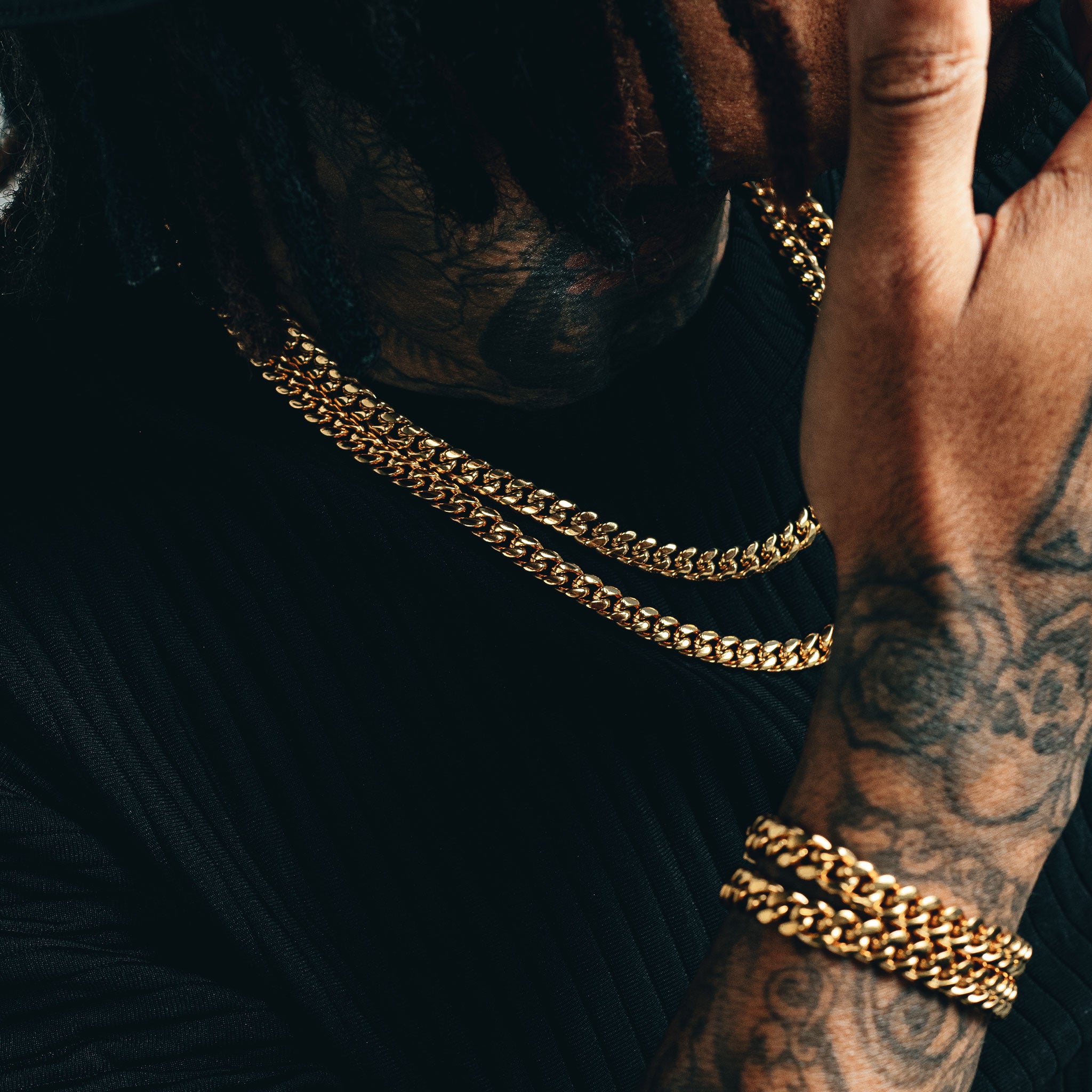 Cuban Link Chain Stack (8mm) - Gold