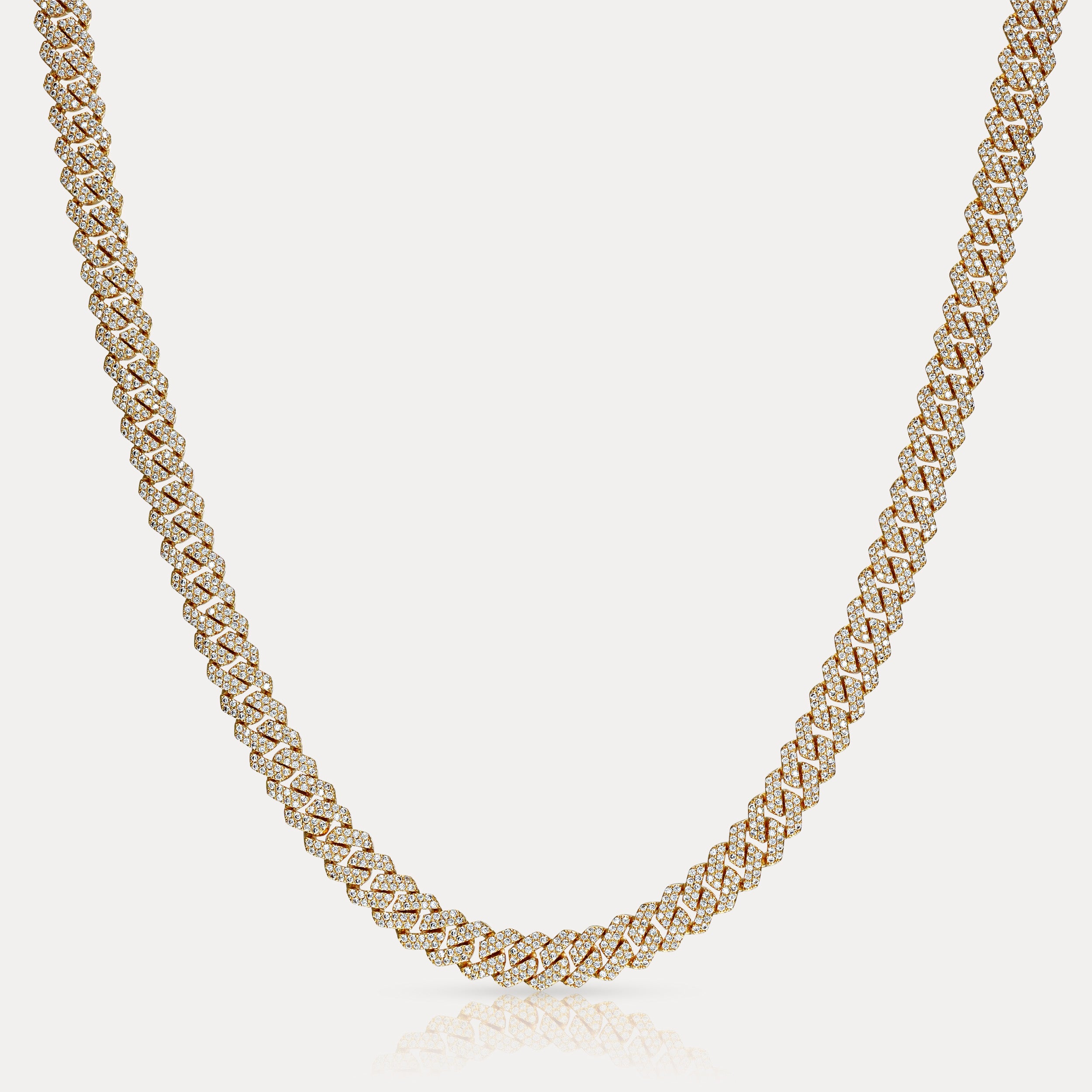 Pavé Prong Cuban Chain (8mm) - Gold