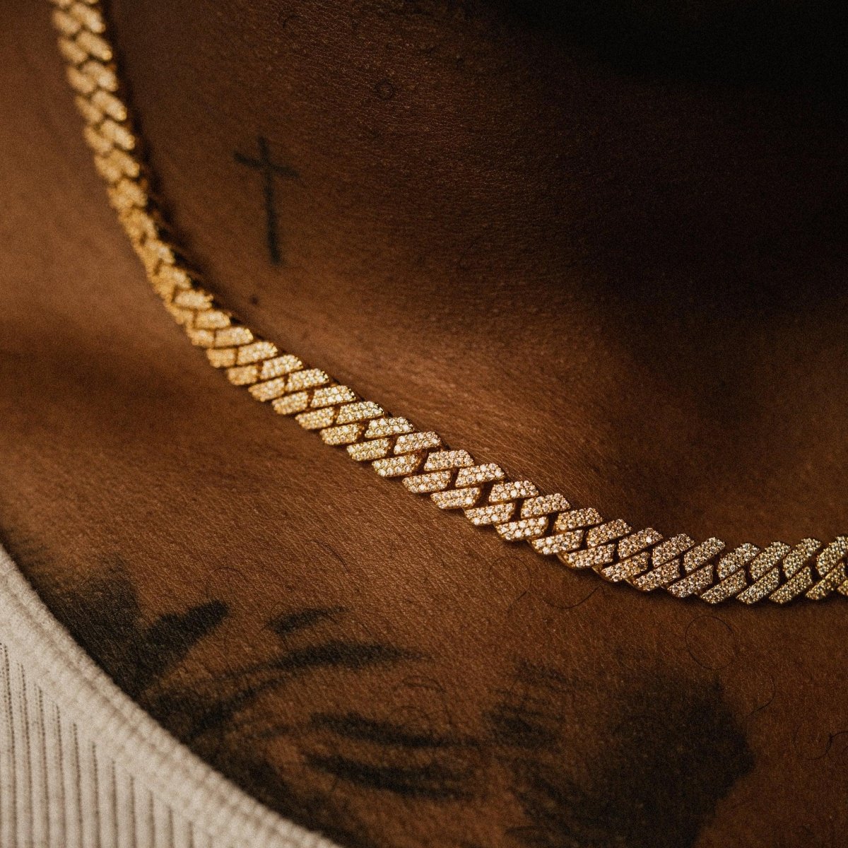 Pavé Prong Cuban Chain (8mm) - Gold